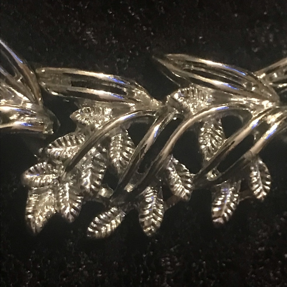 Vintage Silver Botanical Leaf Necklace/Choker - Picture 4 of 7